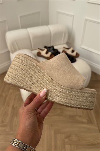 ANGEL Espadrille Wedge Sandals - Beige