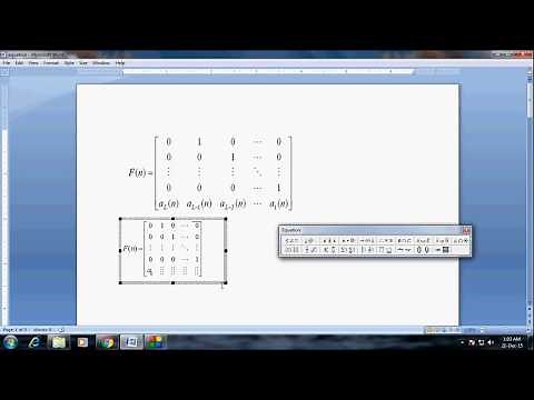 How to type larger size matrix 5 by 5 in MS word