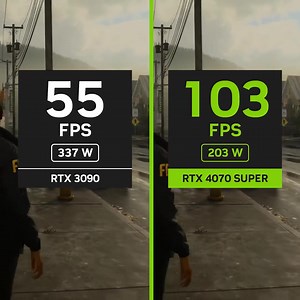 The GeForce RTX 4070 SUPER outperforms an RTX 3090 in Alan Wake 2 with full ray tracing at 1440p, at a fraction of the power consumption. This is the power of the Ada architecture and DLSS 3.5 💪⚡️ #RTXSUPER | AORUS