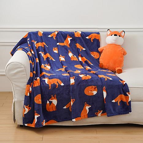 Warm & Cozy Huggable Friend & 60" x 50" Plush Knit Throw | HSN