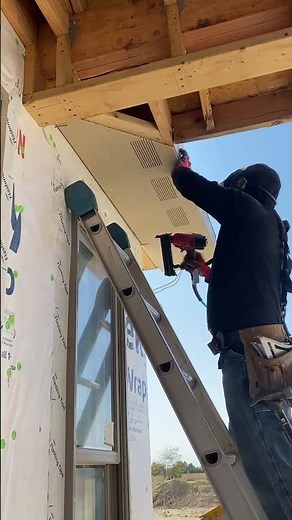 Installing LP SMARTSIDE vented soffit #trimmer #siding #workers