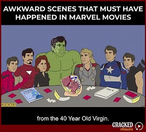 65K views · 485 reactions | Marvel movies leave more mysteries than they solve. Like, whose job was it to tell Captain America his heroics did precisely nothing to end World War II? And when's the last time The Hulk was able to have an orgasm? And who taught Star-Lord about puberty? Man, this is awkward. | Cracked.com | Facebook