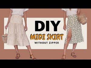DIY MIDI SKIRT without zipper in 2 styles | Tiered skirt & Ruffle hem with leg slit skirt