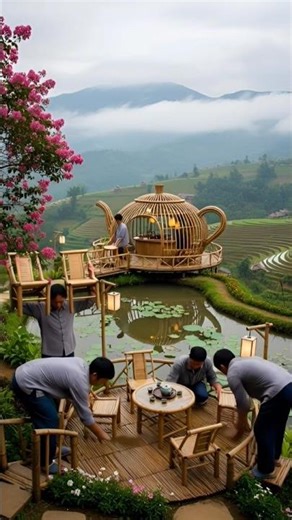 From Empty Land to Magical Bamboo Teapot Café | Incredible Eco Build Timelapse