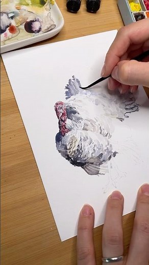 Painting Feathers with Precision | Realistic Watercolor Turkey #watercolor #painting #art #artwork