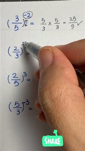 Positive & Negative Exponents with Fractions | Easy Math Trick