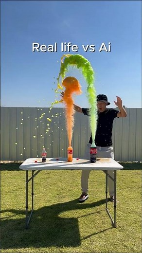 Real Life Vs AI Mentos Explosion 😱 #satisfying #experiment
