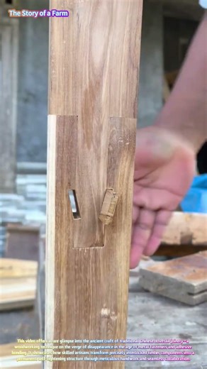 Watch a Skilled Carpenter Lock a Classic Chinese Wedge-Keyed Mortise and Tenon to Perfection! 🪵🔨↓