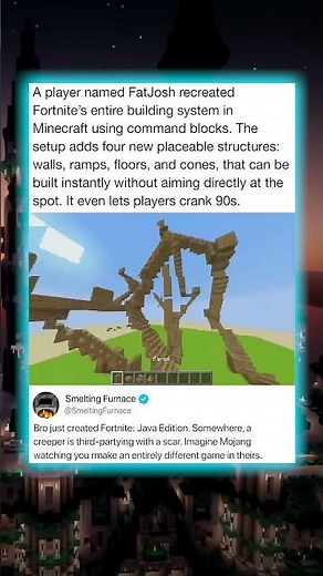 A player named FatJosh recreated Fortnite's entire building system in Minecraft using command