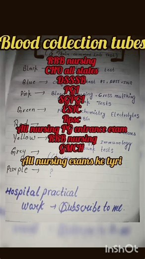 blood collection tubes ll colour ll usesll #viral #bloodcollectiontube #gnm #bsc #ytshort#shortvideo