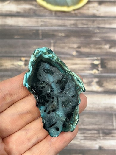 Blue Black Agate Geode Slice Pendant, Center Drilled Gemstone (36x59x9mm) - Etsy