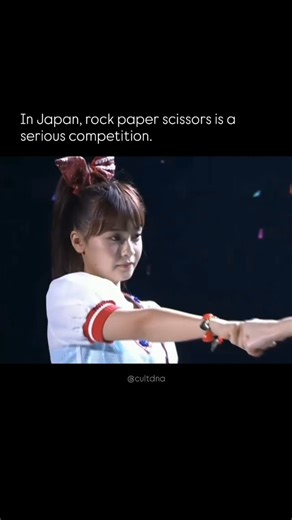 CULTDNA on Instagram: "In Japan, what many think of as a simple playground game — rock, paper, scissors — is known as Janken and taken surprisingly seriously. Beyond settling everyday disputes, it has been turned into televised tournaments where players compete with intensity normally reserved for major sports. ￼ Groups like AKB48 even use Janken battles to decide who gets the center spot in their next single, treating each round like a championship match and drawing huge crowds of fans. From cl
