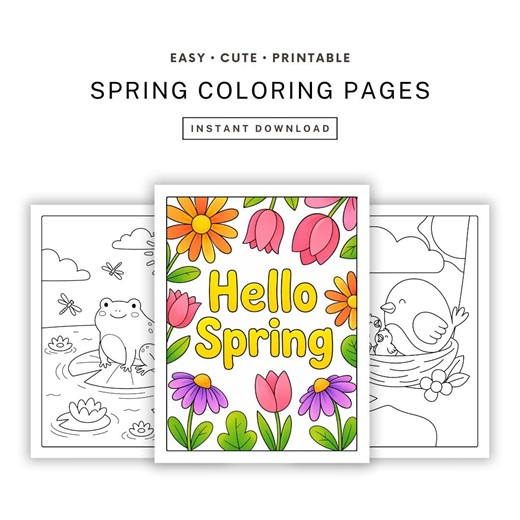 Spring Coloring Pages for Kids | 25 Printable Designs - Etsy