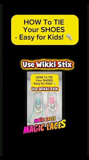 Easy Shoe Tying Hack for Kids (Works in Seconds!) 👟⁠ #finemotorskills #shoelacetiestyle #wikkistix