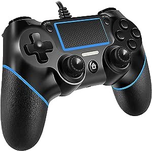 Amazon.com: Sefitopher Wired Controller Compatible for PS4 Playstation 4/pro/Slim/PC/Laptop with Functions Such as Vibration, Colored LED Indicator, Double Vibration and Anti Slip Grip,6.5ft Cable Length (Blue) : Video Games