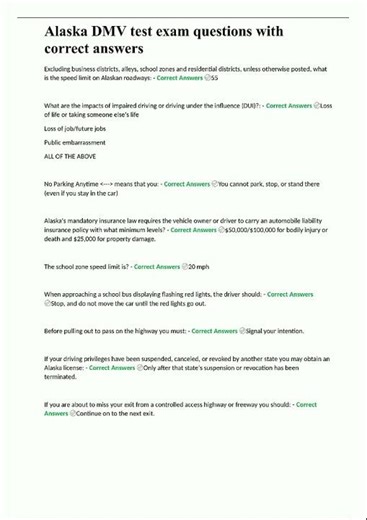 Latest Alaska DMV test exam questions with correct answers97 video