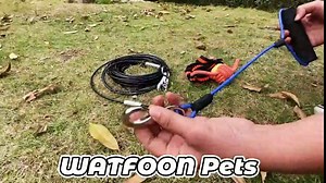 50FT Dog Tie Out Cable Tether with Interactive Tether Bungee Dog Tree Toy for Large Dogs Bite Training & Pull Exercise with 850lbs Breaking Strength