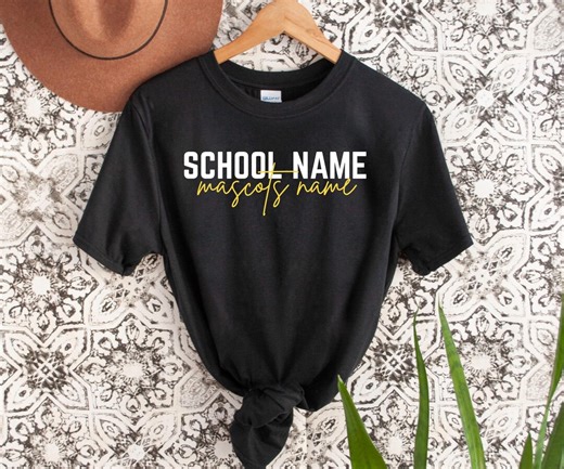 Custom School T-shirt, Custom Text Shirt, School Logo Shirt, Team Mascot Shirt, School Shirts, Custom School Shirt, School Spirit Shirts - Etsy