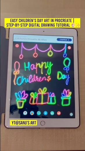 Easy Children’s Day Art in Procreate | Step-by-Step Digital Drawing Tutorial 🎨✨ #shorts