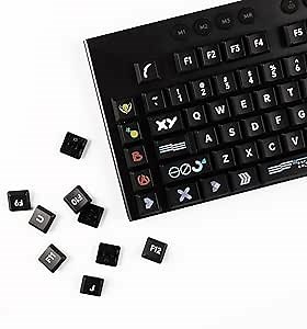 YMDK Black Strike 111 Keys Low Profile keycaps PBT Mechanical Gaming Keyboard Key Cap Suitable for Logi G813 G815 G913 G915 TKL Keyboard