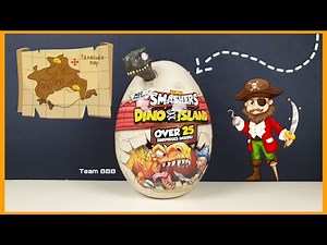 SMASHERS DINO ISLAND MEGA EGG! Dinosaur mystery eggs unboxing Pirate treasure map