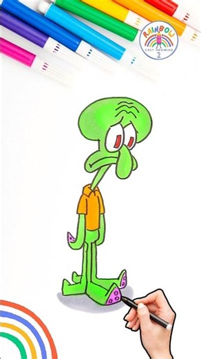 How to Draw Squidward | Draw Squidward from Spongebob Drawing 🌈🧽👀 #spongebob #short #squidward