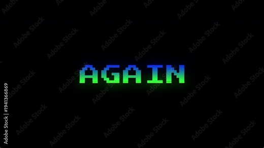 Try Again Text Digital Noise Glitch Effect Tv Screen Background. System Error, Security ,Hacking Alert , Cyber Crime Attack, Computer Error, Distortion Message. 4K footage with alpha channel.