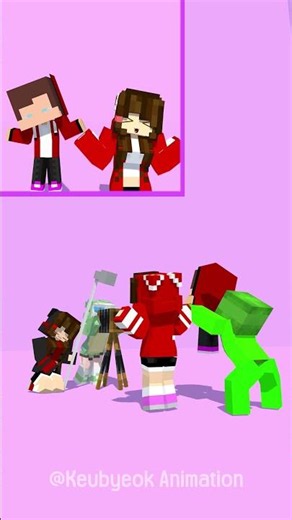 JJ&JJ sister, who is taller? Cheer up! Mikey (Backstage2) - MAIZEN Minecraft Animation