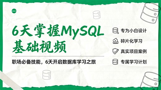 翻遍 B 站这绝对是 2026 讲得最细的 MySQL 基础课！6 天系统教程带你吃透基础语法   索引原则，帮你搞定数据库面试，逆袭大厂 offer！