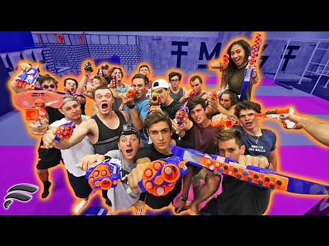 EPIC NERF WAR AT SUPER TRAMPOLINE PARK!