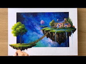 Floating Island Painting / Acrylic Painting for Beginners / Step by Step / Painting Tutorial #340