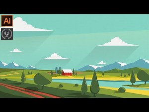 Adobe Illustrator CC Tutorial - How to Make a Beautiful Landscape Background Design