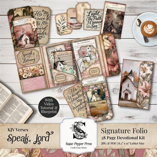 Bible Devotional Folio Kit With Instructions | Scripture Writing Junk Journal, Hidden Pockets, KJV Faith Printable, Floral Craft Kit DS004 - Etsy