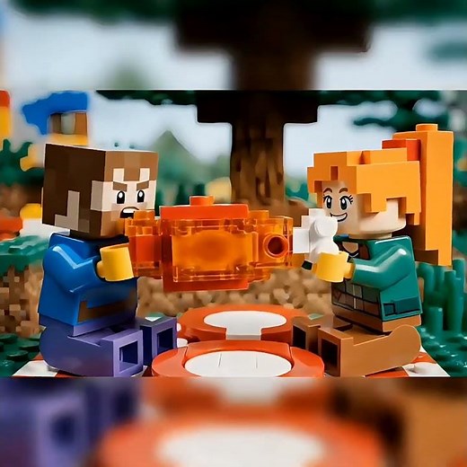 Minecraft Steve & Alex Eating LAVA CHICKEN! 🔥🍗 | LEGO Build #shorts #lego #minecraft #lavachicken