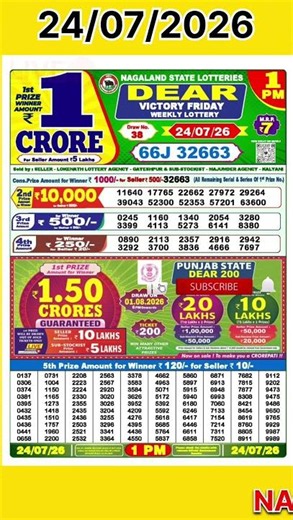 1 PM RESULT TODAY 24/07/2026 | NAGALAND LOTTERY SAMBAD TODAY #NagalandLottery #1PMResult