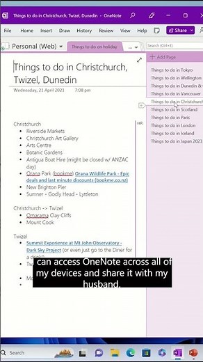 Holiday Planning in OneNote