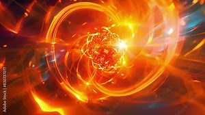 A closeup view of the strong force in action with pulses of energy rippling through the vibrant gluon field.