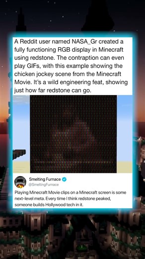 A Reddit user named NASA_Gr created a fully functioning RGB display in Minecraft using redstone