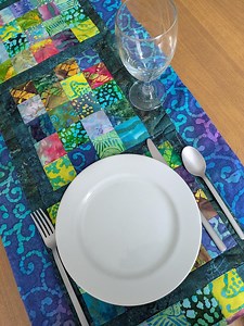 Batik Table Runner: Blue Aurora Geometric Print, - Etsy