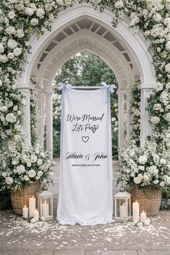 Wedding Welcome Sign Tapestry, Custom Names Fabric Banner, Elegant Greenery Wedding Decor, Reception Entrance Sign, Photo Backdrop - Etsy