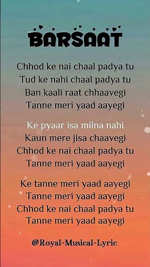 Barsat - banjare 💗 (lyrics) 🥰 please #like #and #subscribe #(song) #1m views # 1387 #🤗🩷