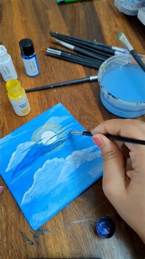 Mini canvas painting 🖌️🎨 | Painting with air dry clay