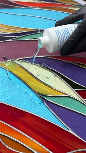 Soldering a Colorful Stained Glass Panel #stainedglass #soldering