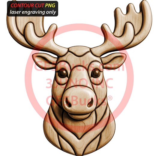 3D Illusion Moose Head Art for Laser Engraving | PNG Digital File | 13.1x14 Inches | Gf5bucks® - Etsy