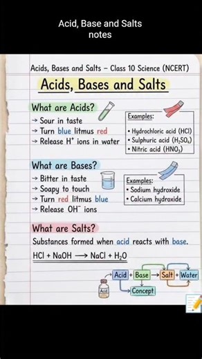 Class 10 Science Topper Notes ✨ Acids Bases and Salts Chapter | #shortsfeed #viral #trending #notes