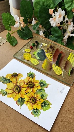 Renjitha Anoop on Instagram: "🌻 ELEGANT Sunflower 🌻 Painting. Acrylic Painting Flowers. Would Love To Know Your Thoughts ✍️ Check this out ✨✨✨ Follow Me For More 👍👍. Products I used: Cardstock Acrylic colors Round brush 4,6 Scurffy brush Liner Brush . . . #reelsinstagram #reelsvideos❤️ #viralreelsvideo❤️ #incredible # Sunflower #easyflowerpaintings #elegant #reelspaintingvideos #art #renjithaanoop #beautifullday #instafeed #instagood #dailyart #reelsvideo #viralreels #trendingnow #reelstrend