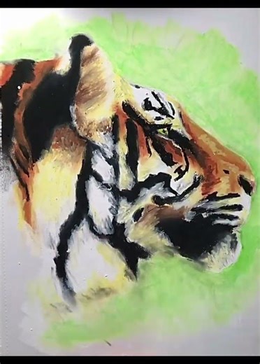 Bengal Tiger in Oil Pastel #shorts #tigerart #wildlifeart