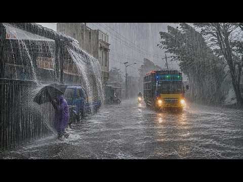 EXTREME WEATHER ⛈️ WALKING THROUGH STRONG WINDS & HEAVY RAIN | THUNDERSTORM IN INDONESIA | Insomnia
