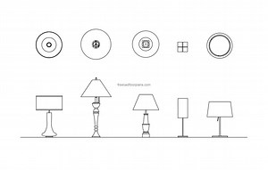 5 Table Lamps - Free CAD Drawings