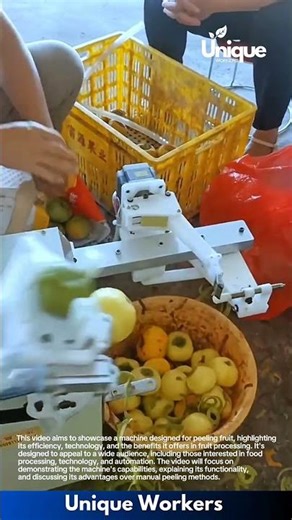 Fruit peeling machine in action: automated peeling